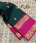 Dark Green with Rani Pink  Kancheepuram  Saree