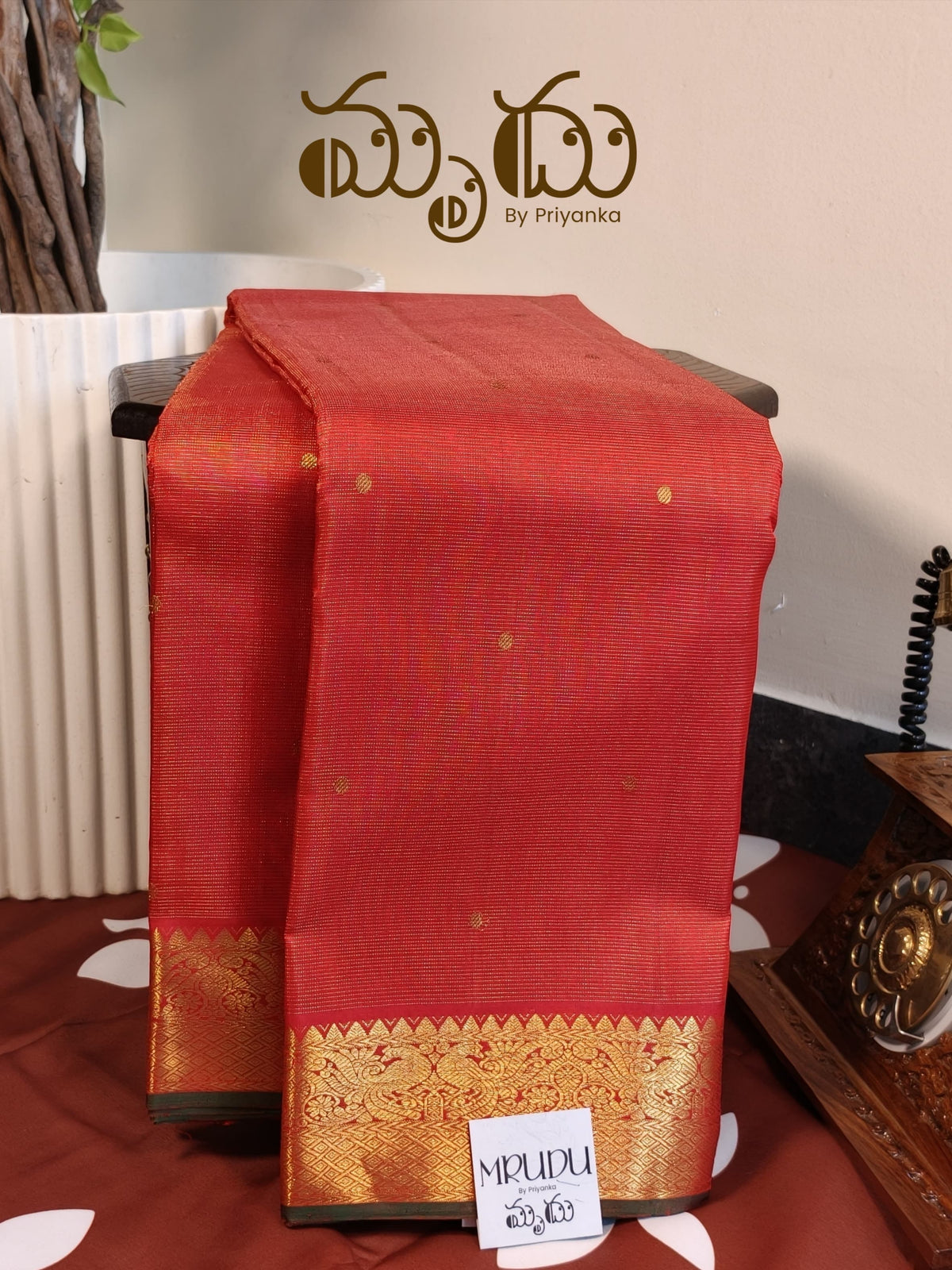Orange Oosi Kancheepuram Saree