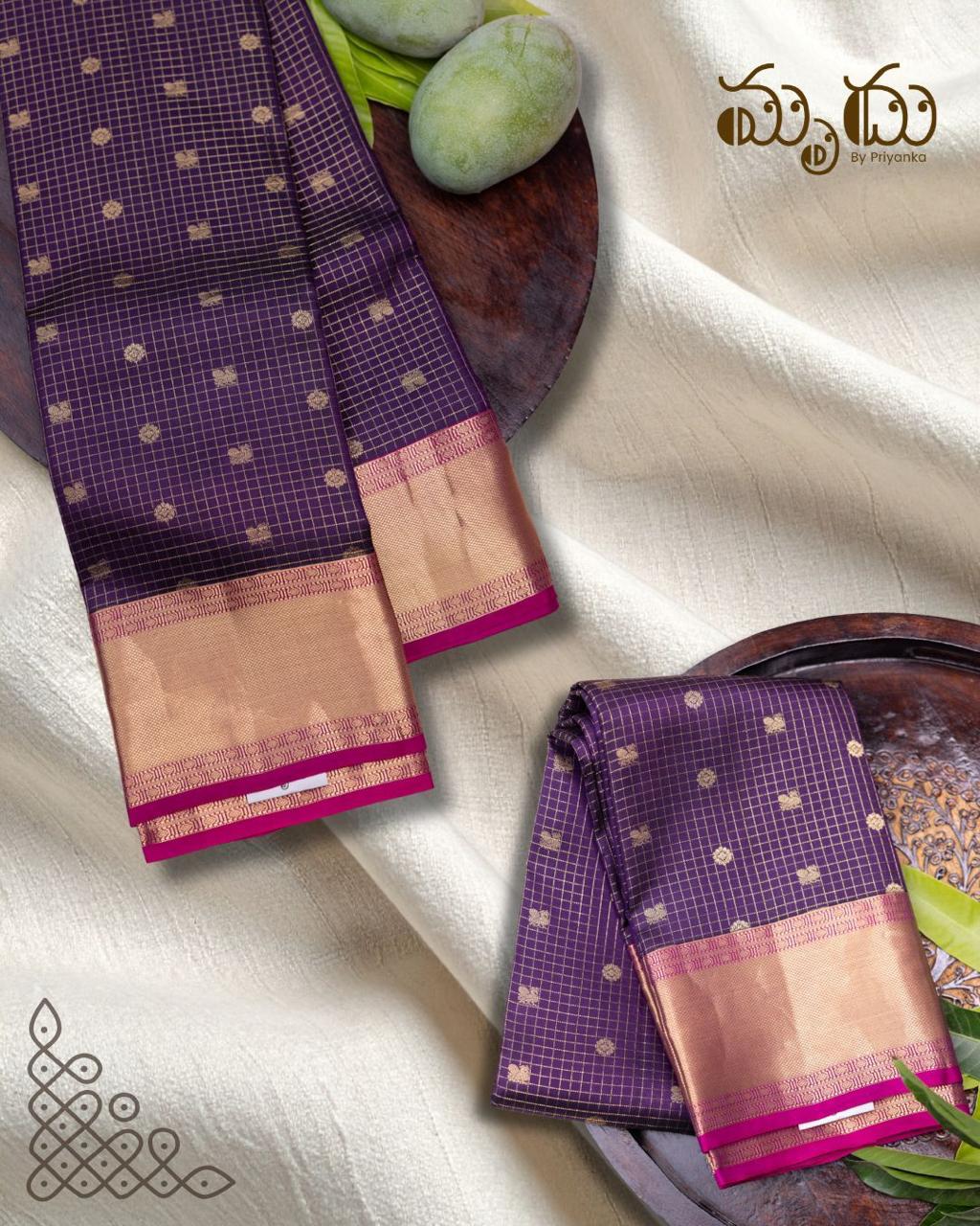 Royal Purple Woven Kancheevaram Silk Saree