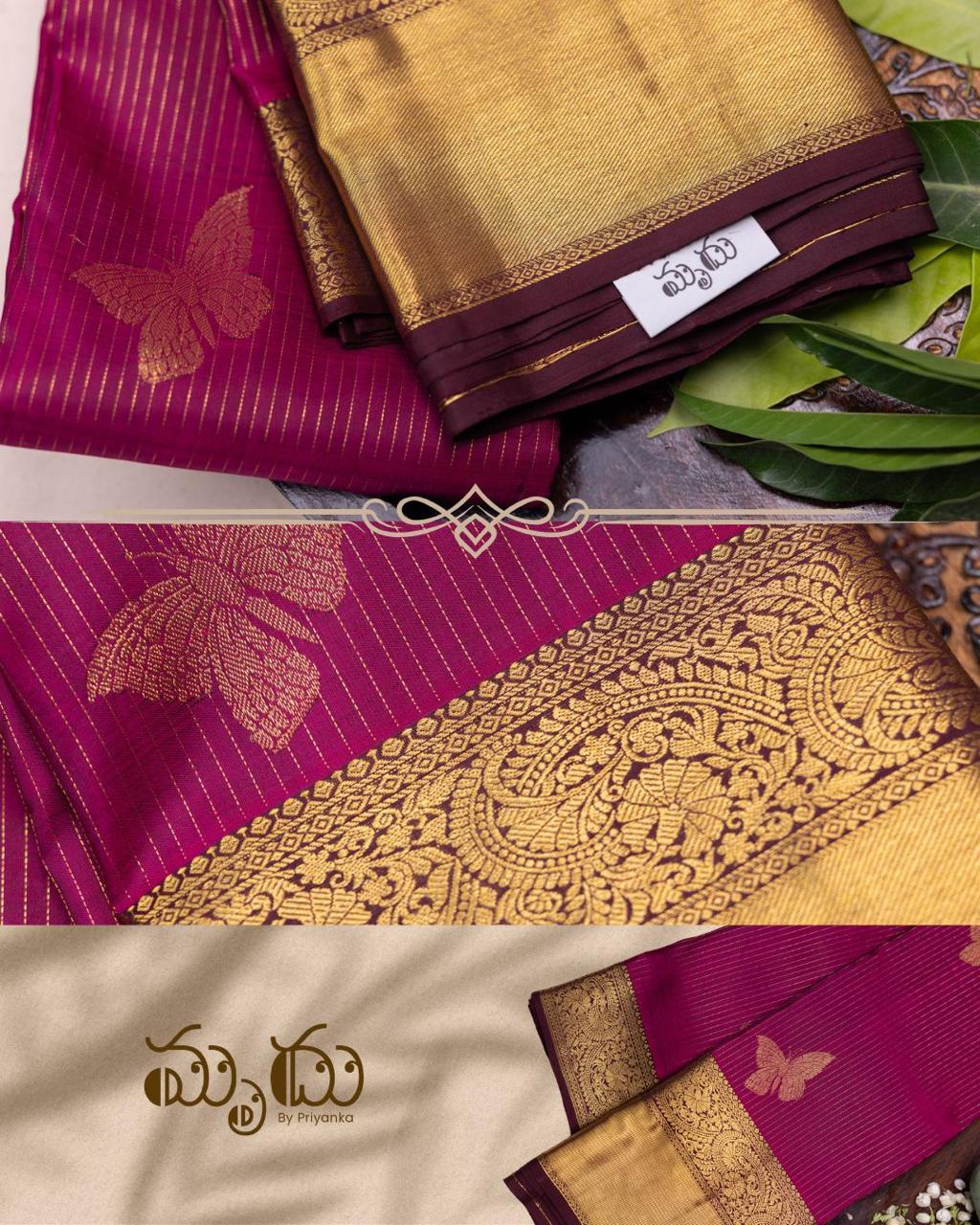 Premium Butterfly Motif Kancheevaram Silk Saree