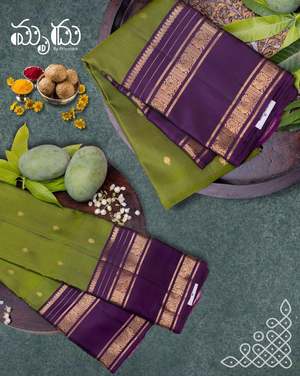 Olive Green Kancheepuram Silk Saree