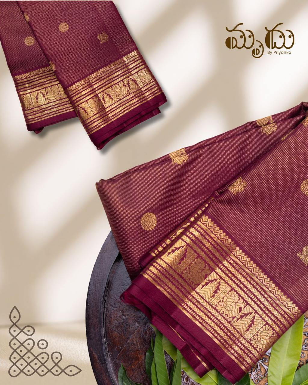 Wine Kancheepuram Silk Saree