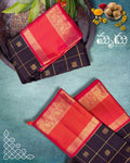 Black & Orange Kancheevaram Silk Saree