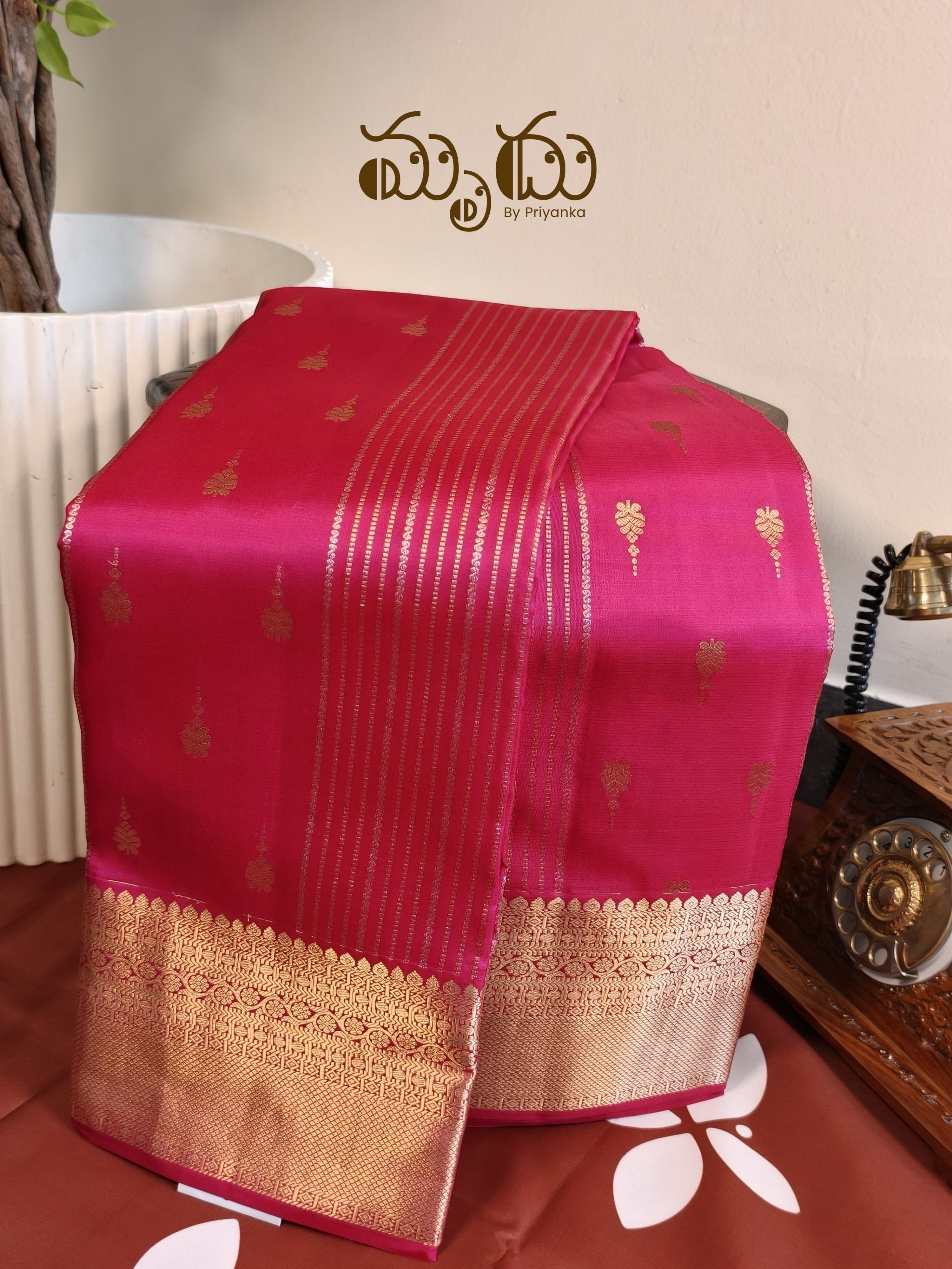 Pink with rose gold Kancheepuram Saree
