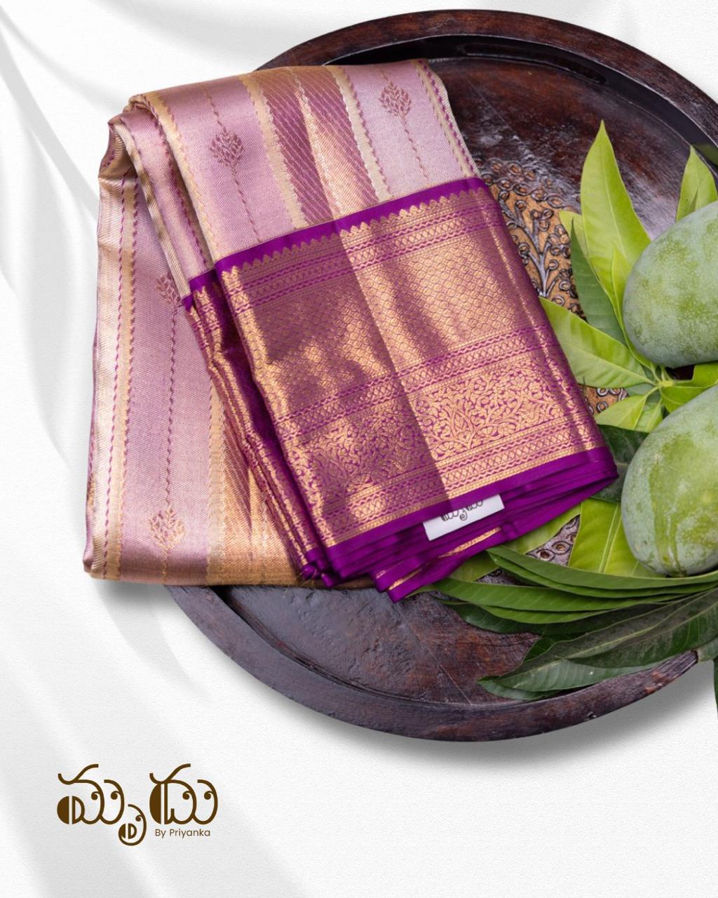 Rose Gold Kancheepuram Silk Saree