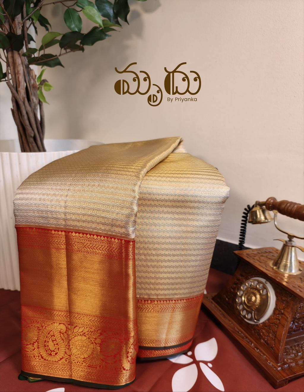Cream Kancheepuram Silk Saree