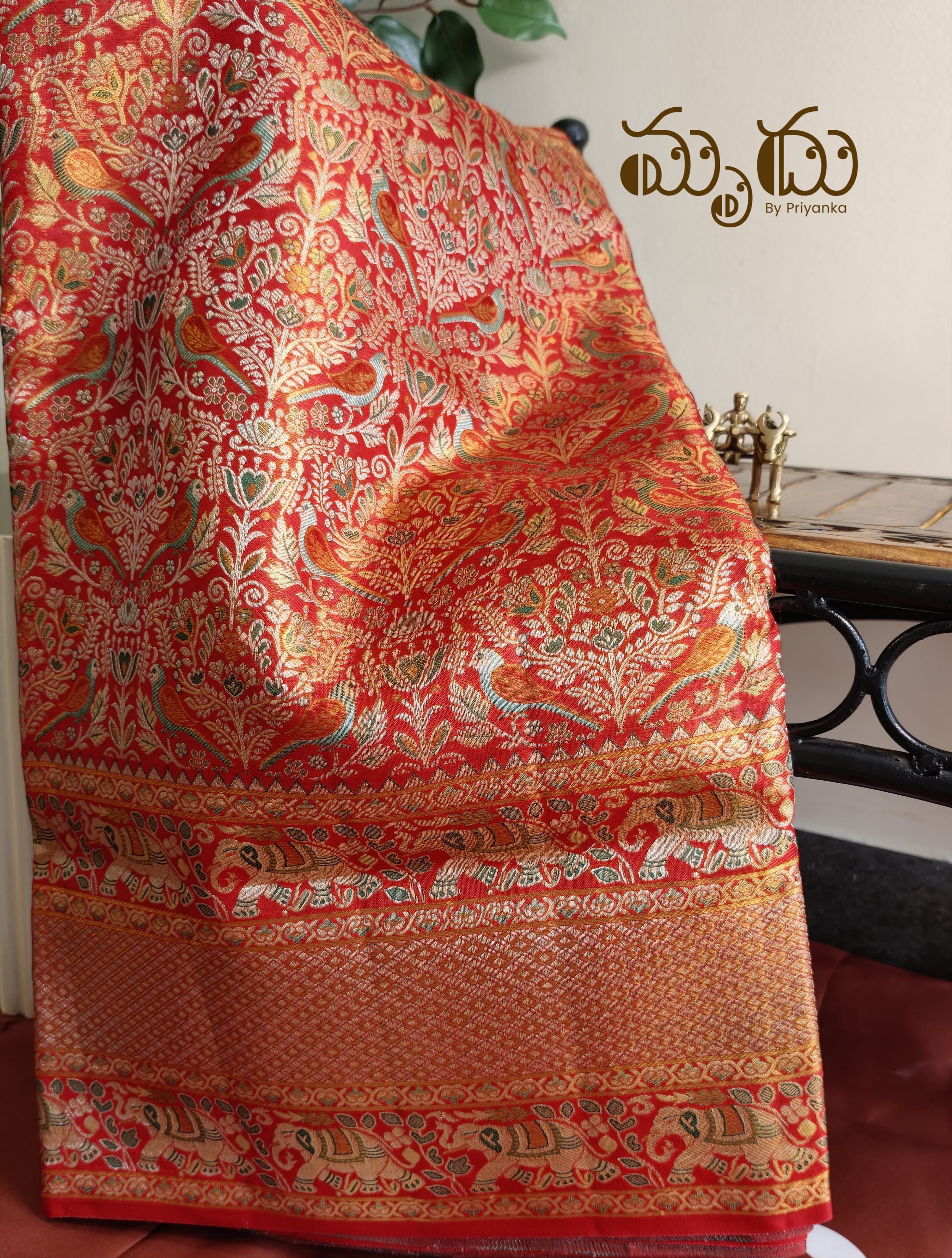 Rich Red Meenakari Pure Kancheepuram Saree