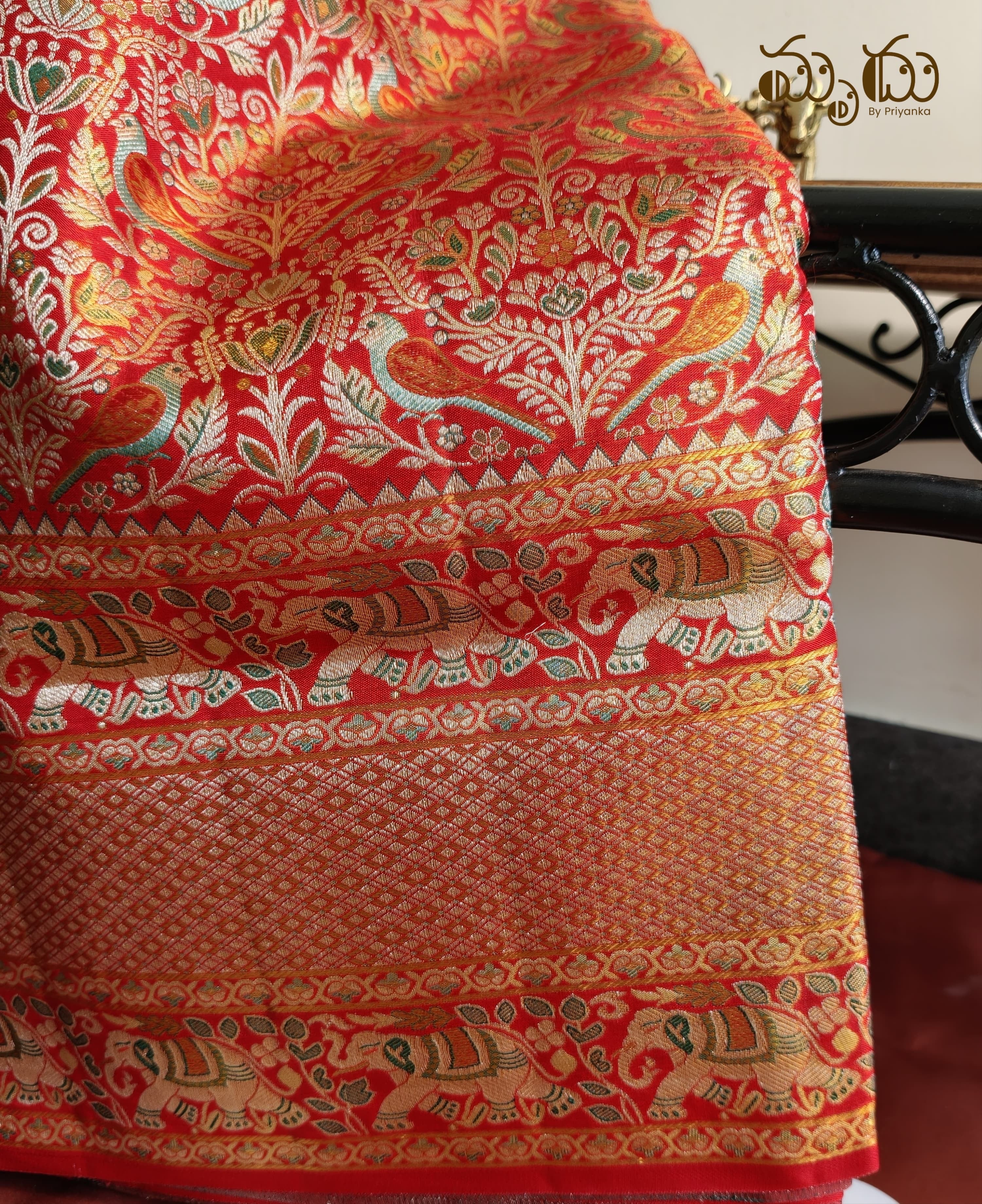 Rich Red Meenakari Pure Kancheepuram Saree