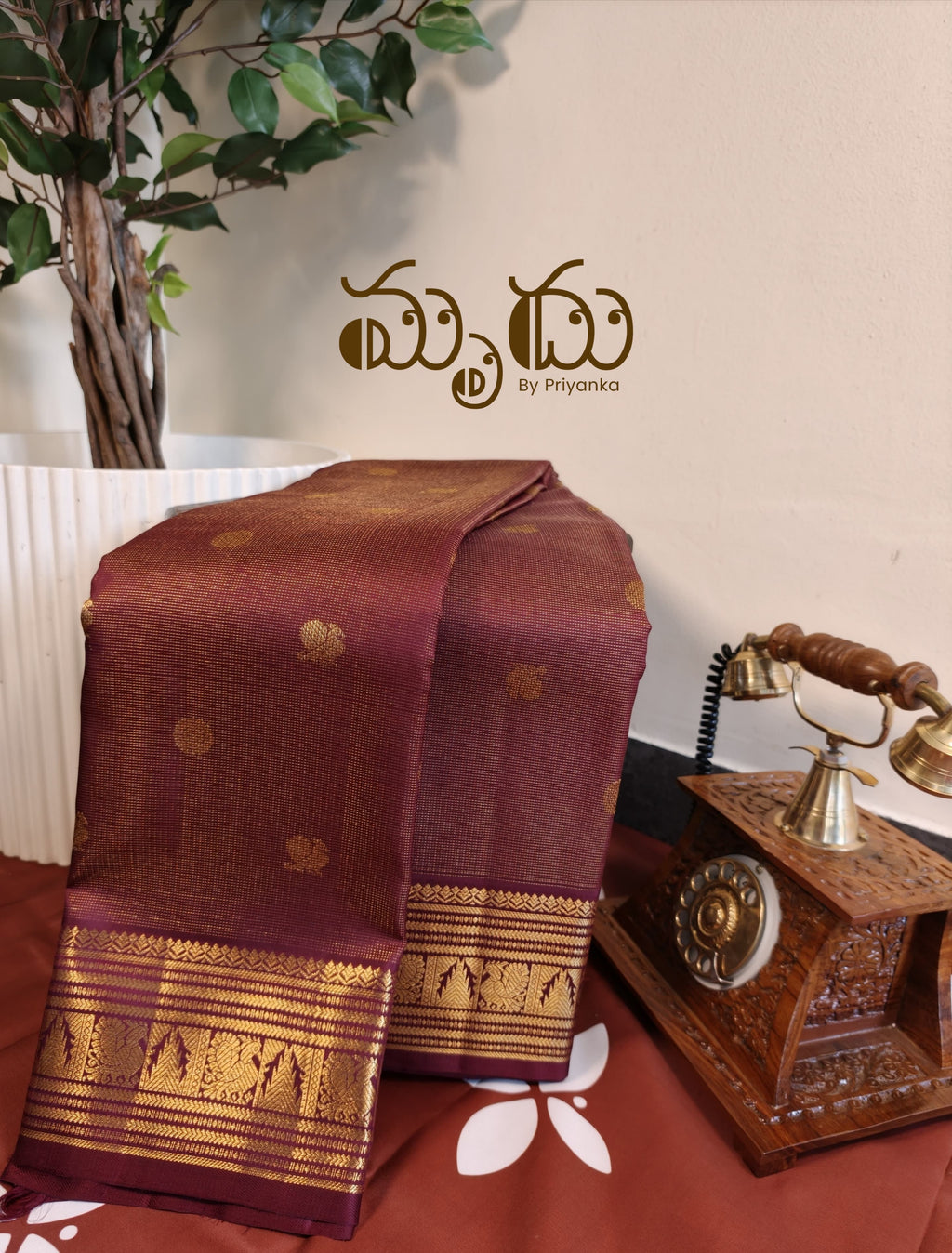 Wine Kancheepuram Silk Saree