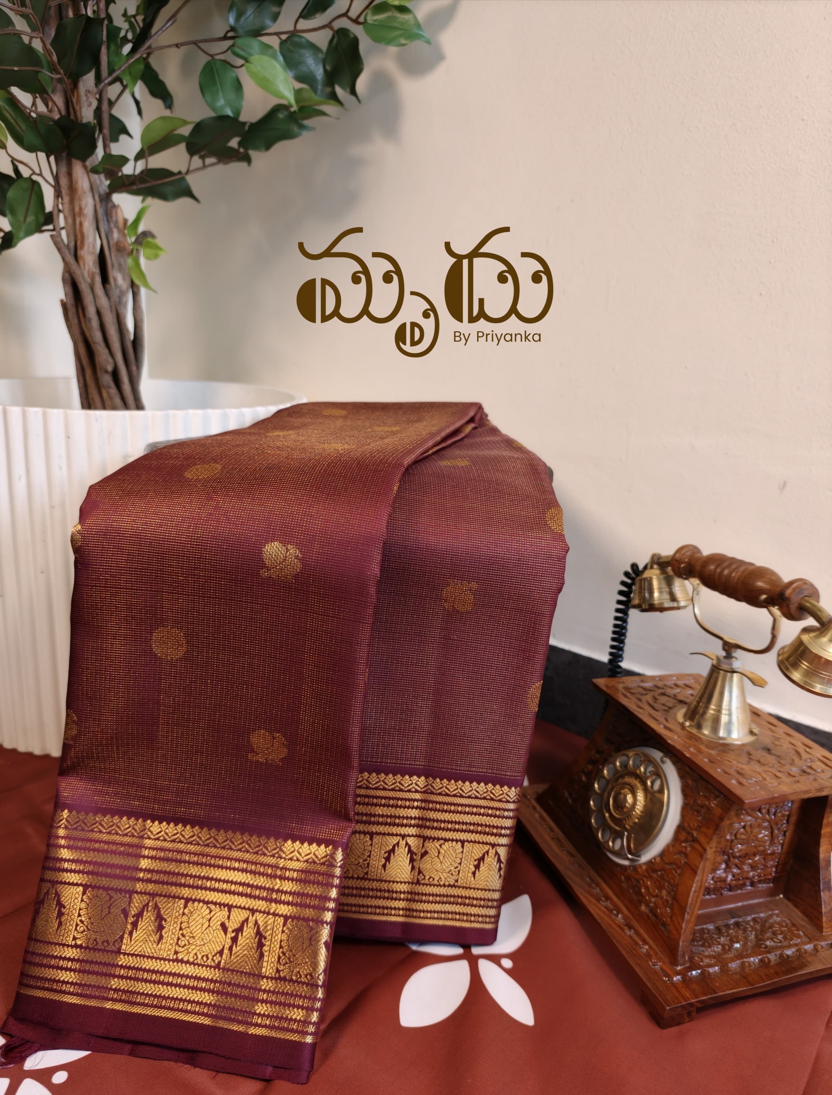 Wine Kancheepuram Silk Saree