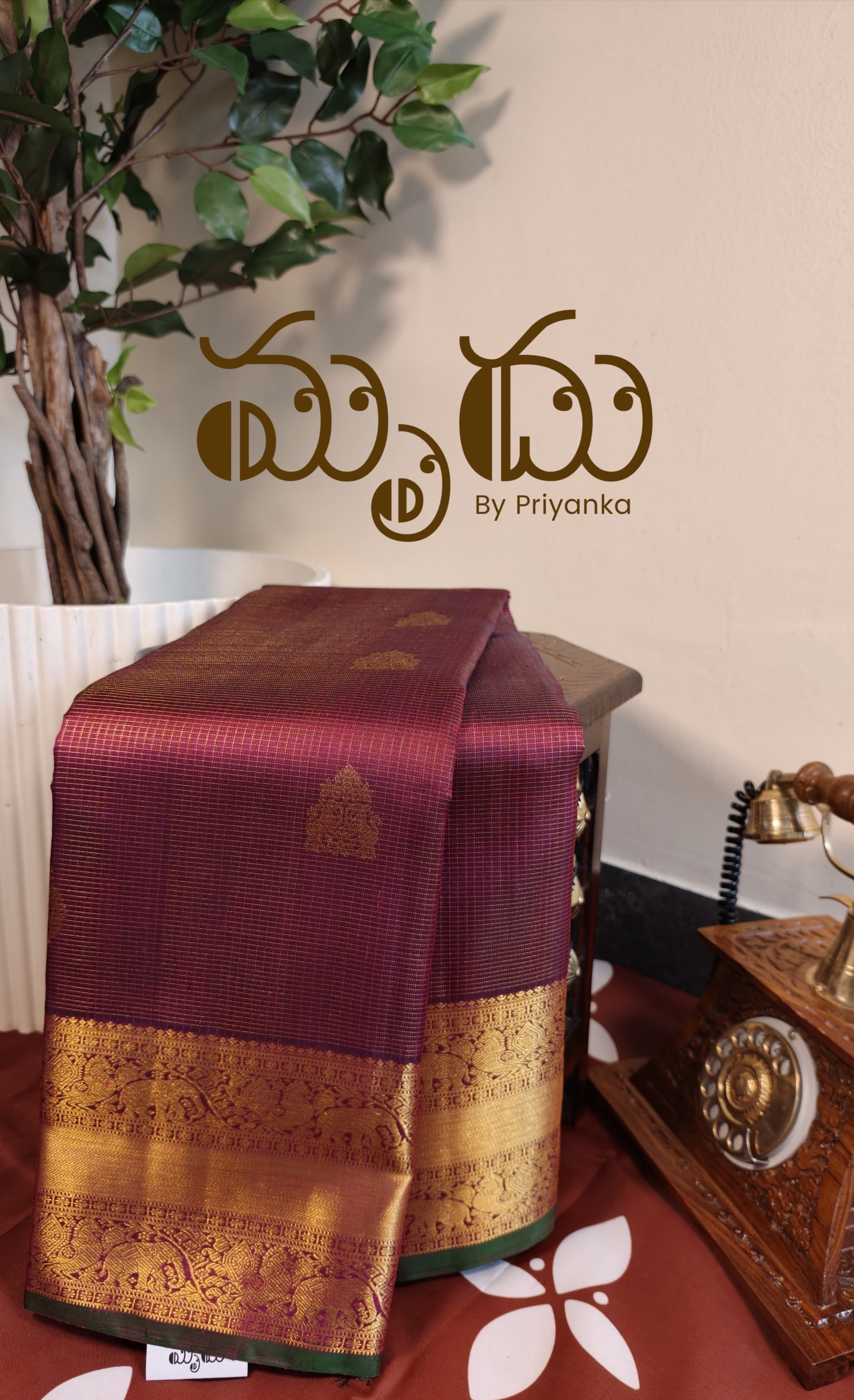 Wine red  Kancheepuram Saree