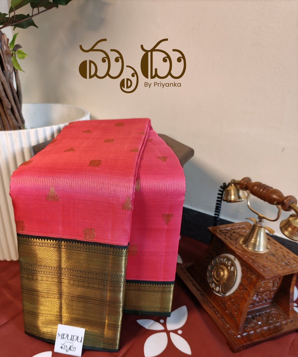 Pink & Green Kancheepuram Silk Saree