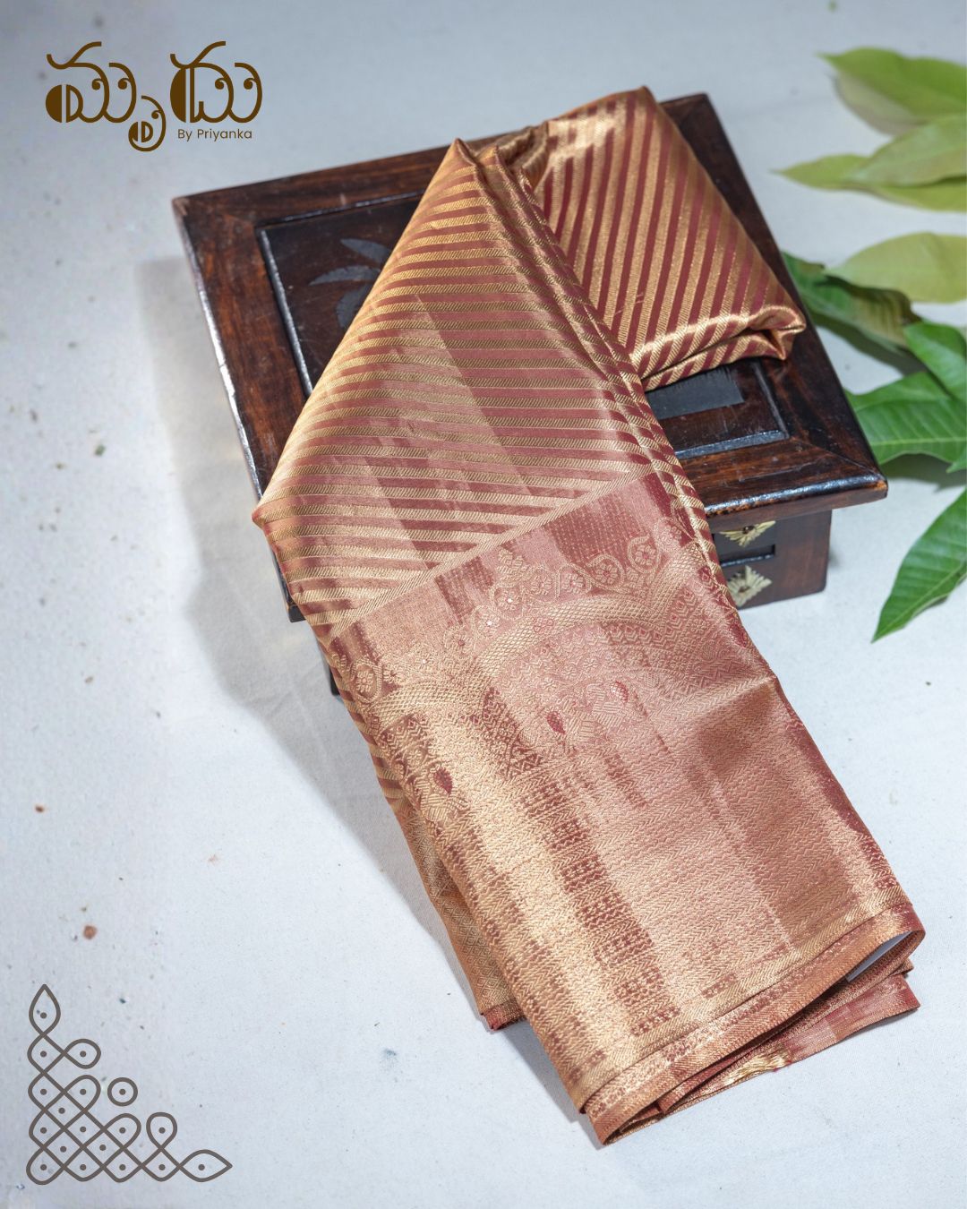 Rich Gold with Honey colour Striped Kancheepuram Saree