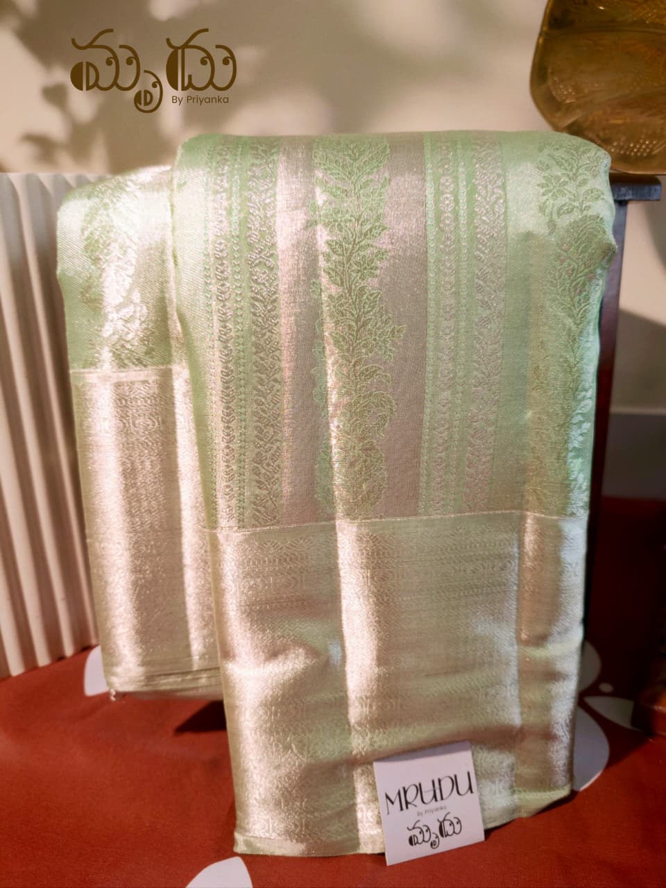 Pista Green Silver Brocade Pure Kanjeevaram Saree