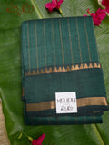 Heritage Bottle Green Mangalagiri Saree with Gold Kaddi Border
