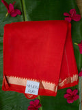 Festive Orange Mangalagiri Saree with Gold Zari Border