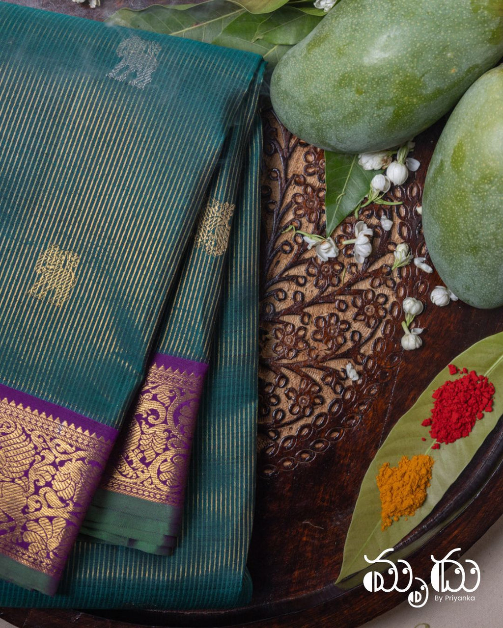 Teal Green Kancheepuram Silk Saree