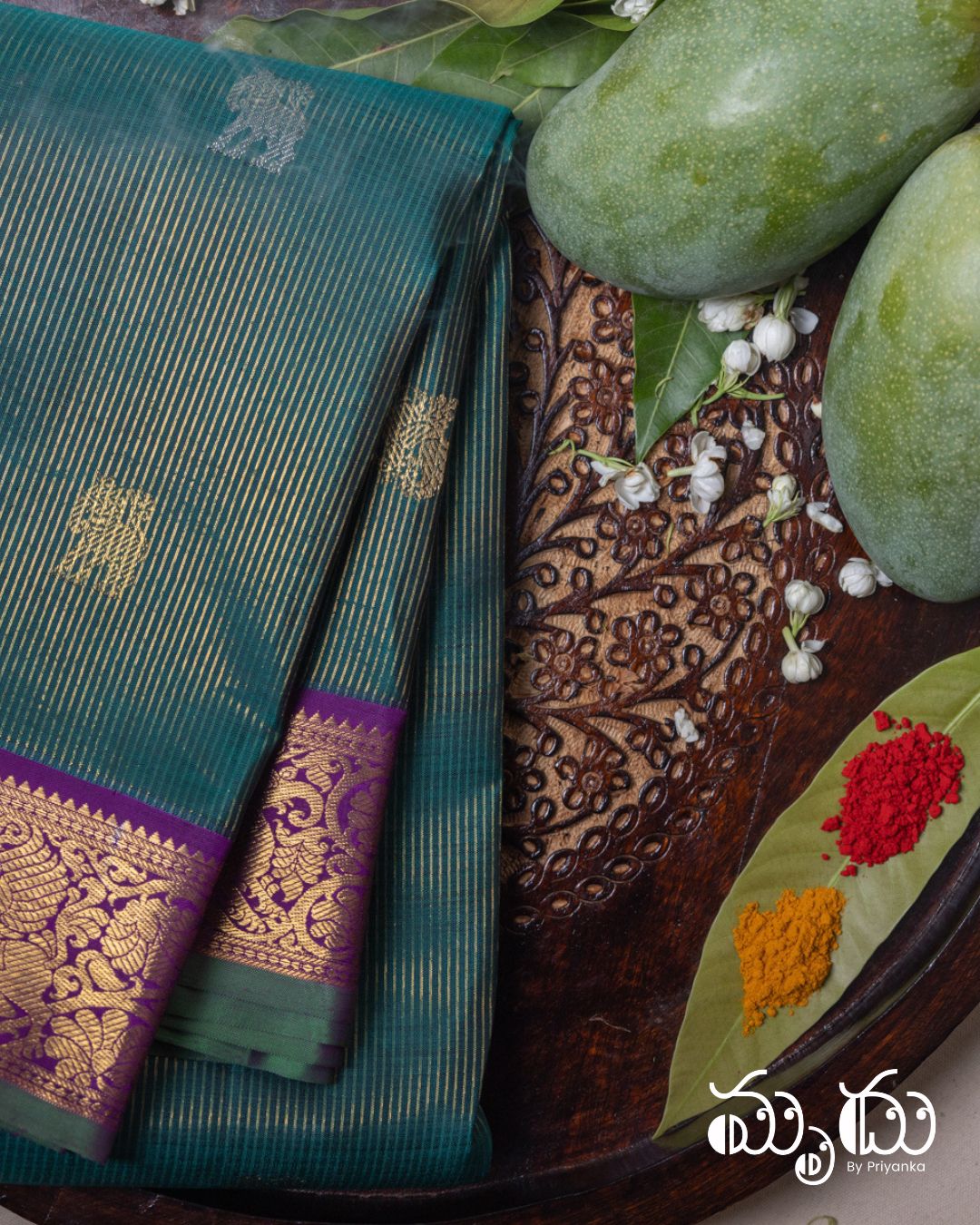 Teal Green Kancheepuram Silk Saree