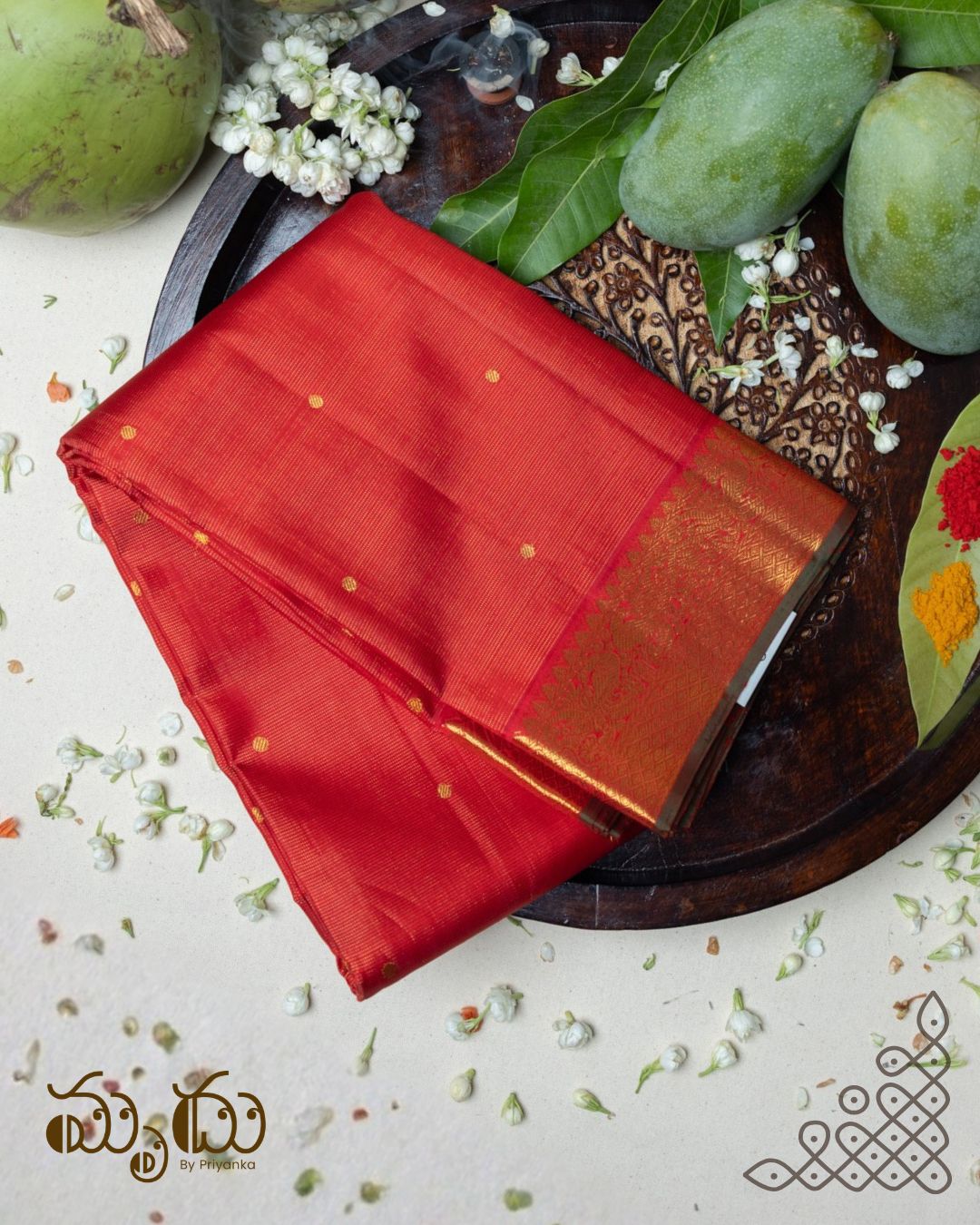 Orange Oosi Kancheepuram Saree
