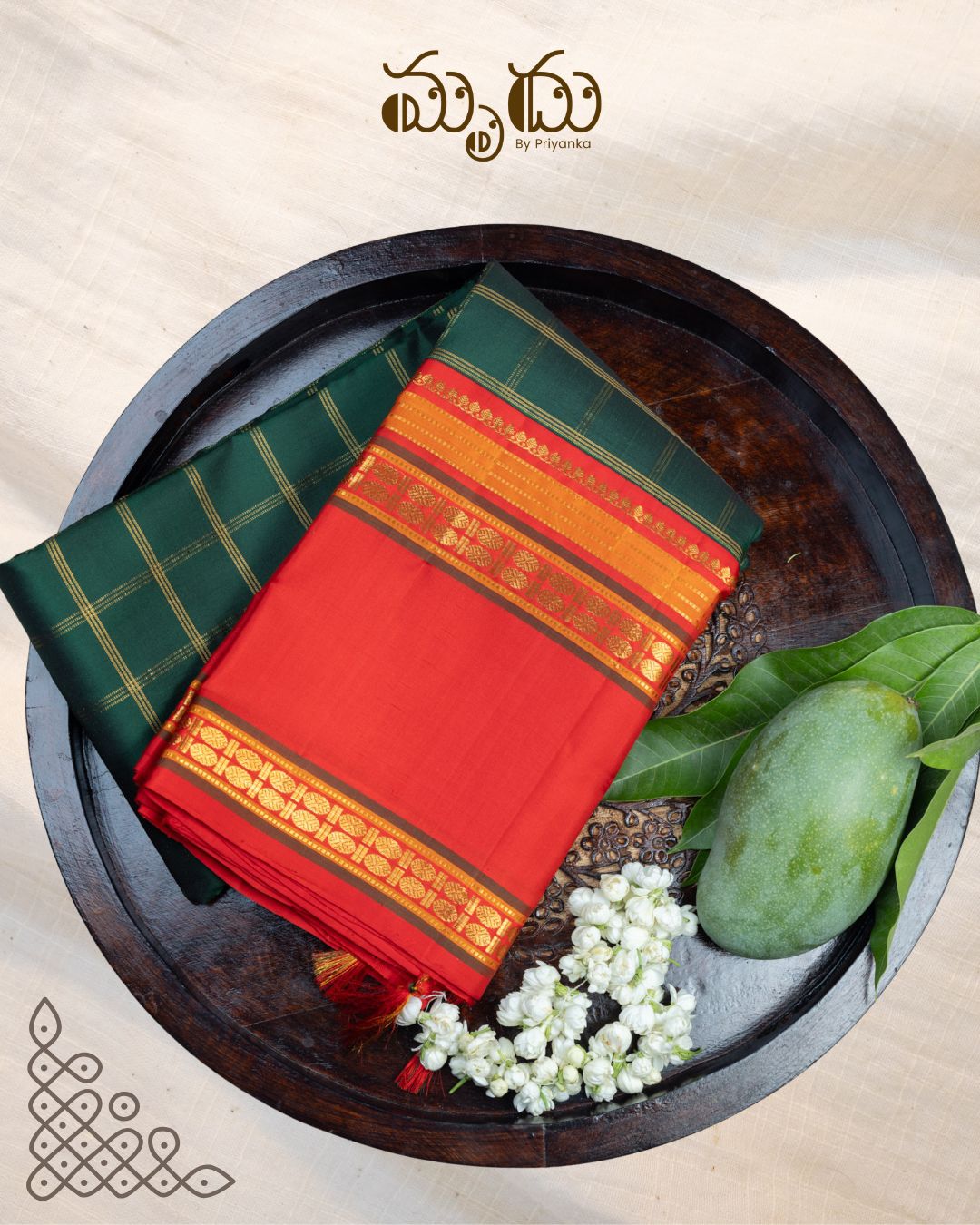 Green Checks Kancheepuram Silk Saree