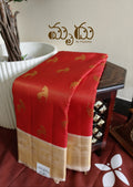 Reddish Orange with Cream Oosi Kancheepuram Saree