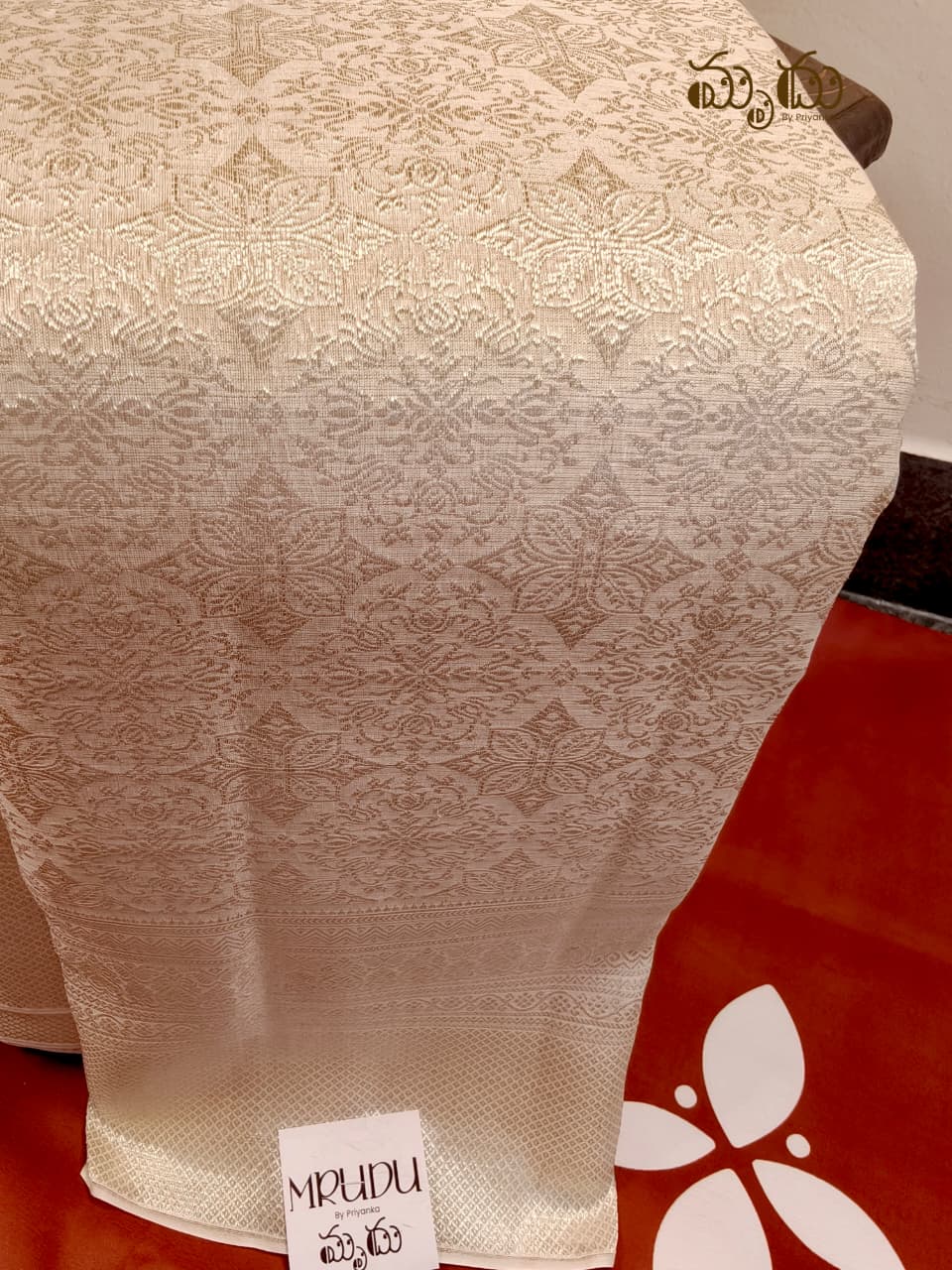 Cream Kancheepuram Organza Saree