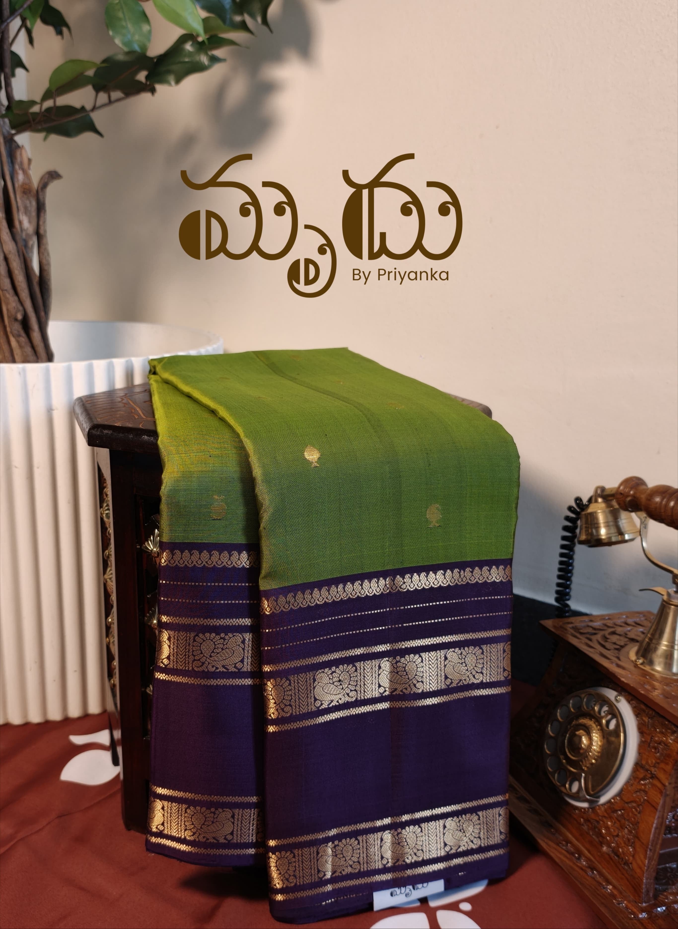 Olive Green Kancheepuram Silk Saree