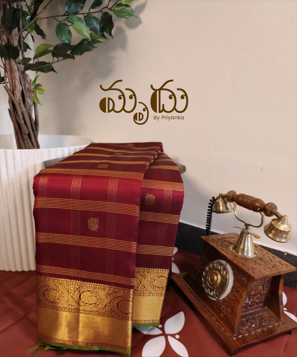 Deep Maroon Kancheepuram Silk Saree