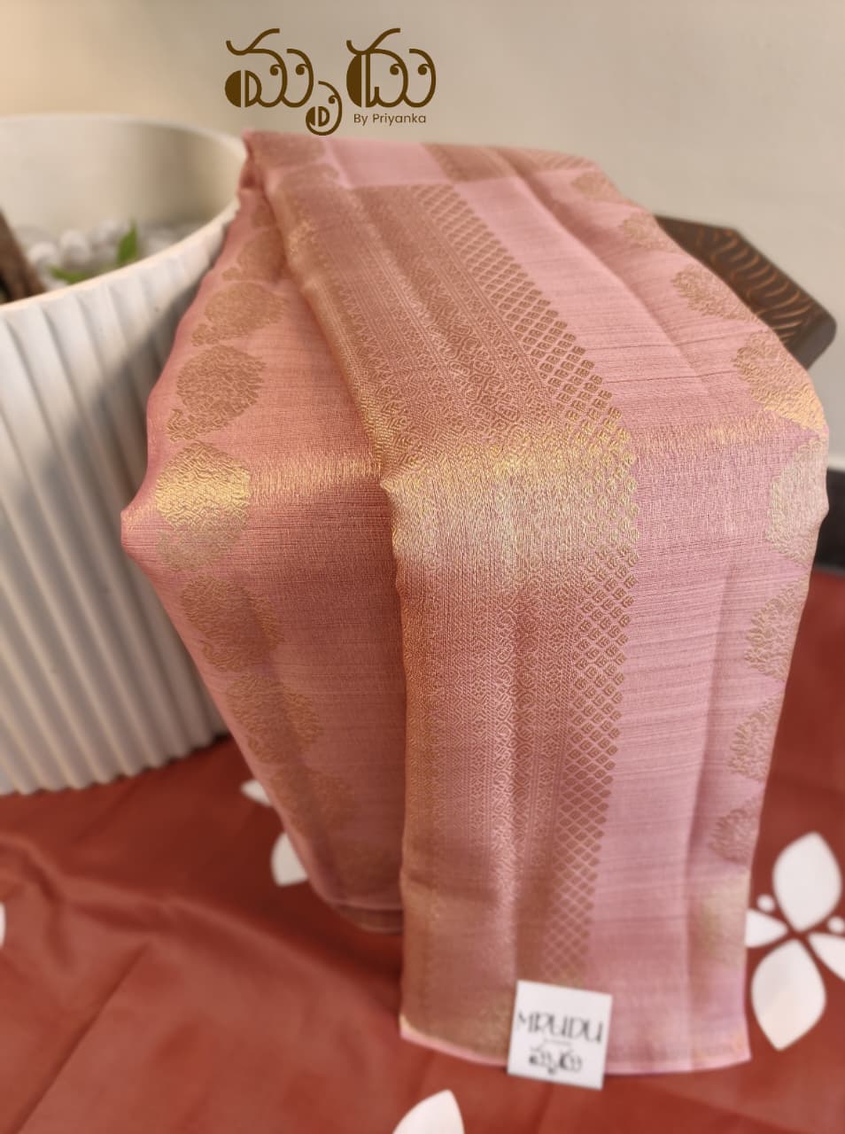 Orange Organza Kancheepuram Saree